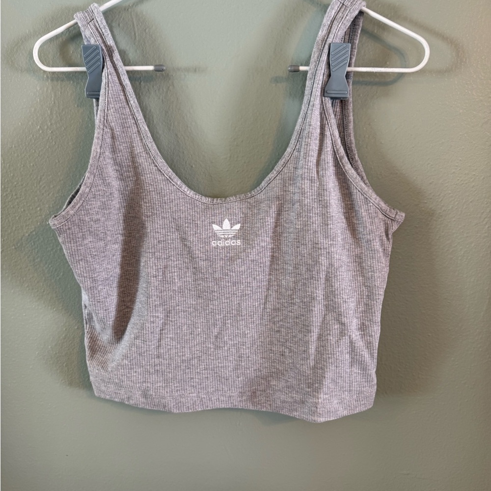 Adidas Heather Gray Ribbed Tank